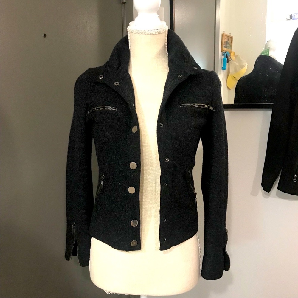 MING YUE High Neck Black Skinny Jacket